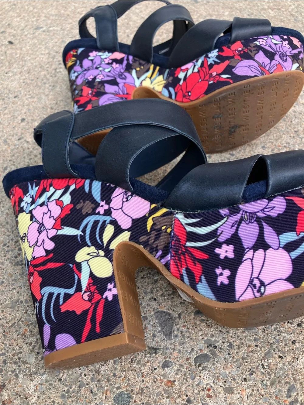 Women's Westies Navy Floral Platform Sandals